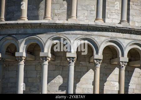 Close up of a construction detail of the leaning tower of Pisa Stock Photo