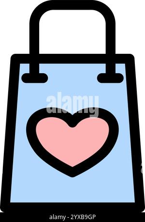Shopping bag with an heart - clean and modern valentines day icon. Stock Vector
