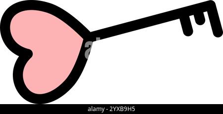 Key to the heart - clean and modern valentines day icon. Stock Vector