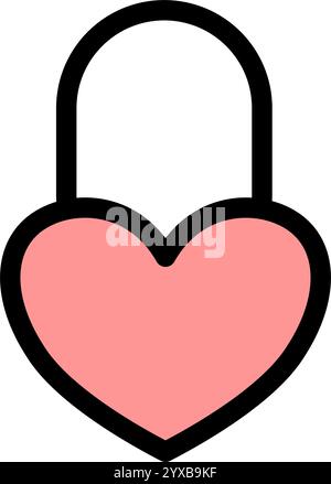 Love lock - clean and modern valentines day icon. Stock Vector