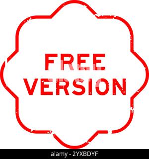 Grunge red free version word rubber seal stamp on white background Stock Vector