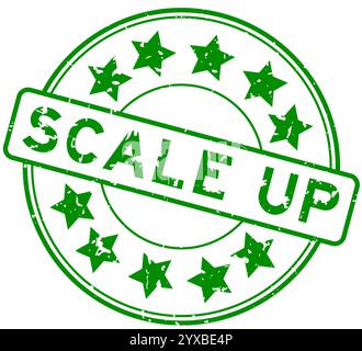Grunge black scale up word with star icon round rubber seal stamp on ...