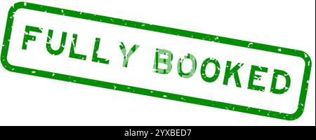 Grunge green fully booked word square rubber seal stamp on white background Stock Vector