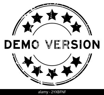 Grunge black demo version word round rubber seal stamp on white background Stock Vector