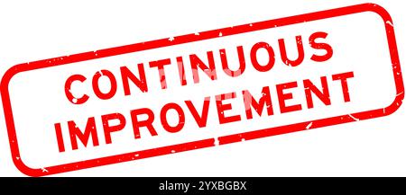 Grunge red continuous improvement word rubber square seal stamp on white background Stock Vector