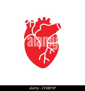 Heart flat line icon. Vector thin pictogram of human internal organ, outline illustration for cardiology clinic. Stock Vector