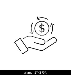 cashback icon, return money, cash back rebate, thin line web symbol on white background - editable stroke vector illustration eps10 Stock Vector