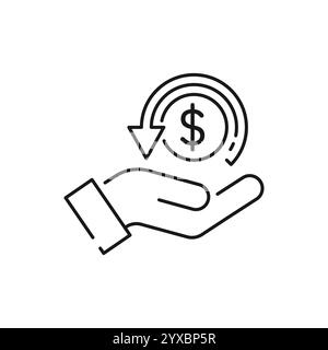 cashback icon, return money, cash back rebate, thin line web symbol on white background - editable stroke vector illustration eps10 Stock Vector