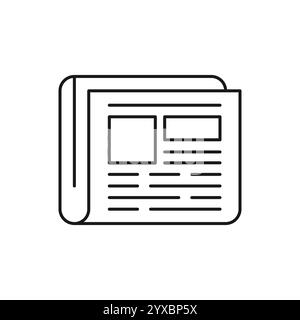 Newspaper flat line icon. Article, press vector illustration. Thin sign of latest news, magazine pictogram. Stock Vector