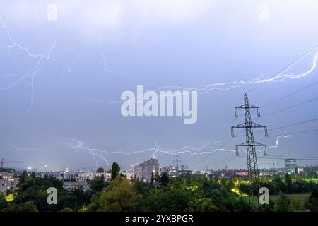 Thunderstorm in Zurich, Switzerland, Electricity in the Air Stock Photo