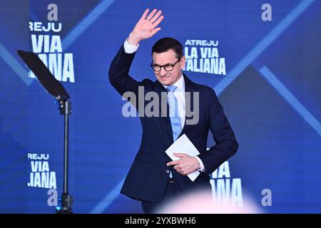 Rome, Italy. 15th Dec, 2024. Mateusz Morawiecki Former President of the Council of Ministers of the Republic of Poland participates in the Atreju event, the Brothers of Italy party at the Circus Maximus, on December 15, 2024 in Rome, Italy. 25th edition of Atreju, the Fratelli d'Italia party is held at the Circus Maximus, in Rome.&#xA; Credit: Live Media Publishing Group/Alamy Live News Stock Photo