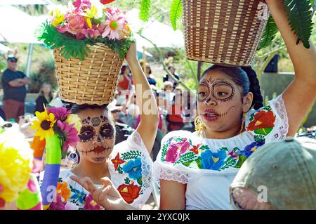 Day of the Dead dancers at Desert Botanical Gardens Phoenix Arizona Stock Photo