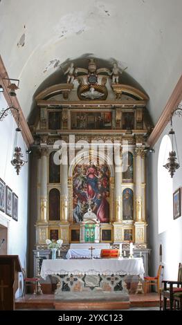 Main altar in the Church of Our Lady of Angels in Orebic, Croatia Stock Photo