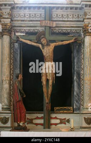 Altar of the Holy Cross in the Church of Our Lady of Angels in Orebic, Croatia Stock Photo