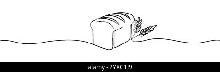 Freshly baked bread Continuous one line drawing. Stock Vector