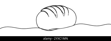 Freshly baked bread Continuous one line drawing. Stock Vector