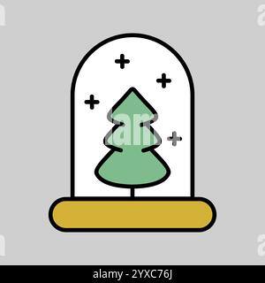 Snow globe with Christmas tree vector icon. Winter sign. Graph symbol for event and holiday web site and apps design, logo, app, UI Stock Vector
