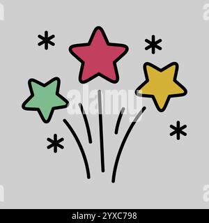Fireworks explosion splash with stars vector icon. Winter sign. Graph symbol for event and holiday web site and apps design, logo, app, UI Stock Vector
