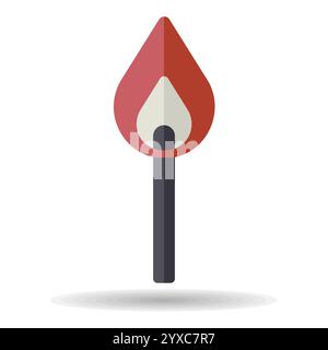 Burning match vector icon. Barbecue and bbq grill sign. Graph symbol for cooking web site and apps design, logo, app, UI Stock Vector