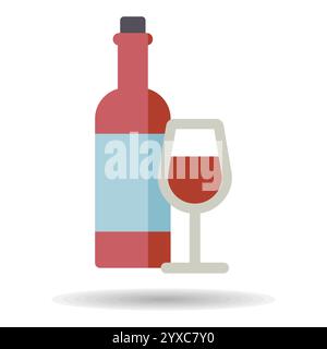 Wine bottle and glasses vector icon. Barbecue and bbq grill sign. Graph symbol for cooking web site and apps design, logo, app, UI Stock Vector