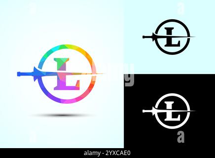 English alphabet with spear lance. Creative spear logo design template Stock Vector