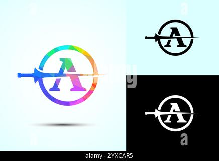 English alphabet with spear lance. Creative spear logo design template Stock Vector