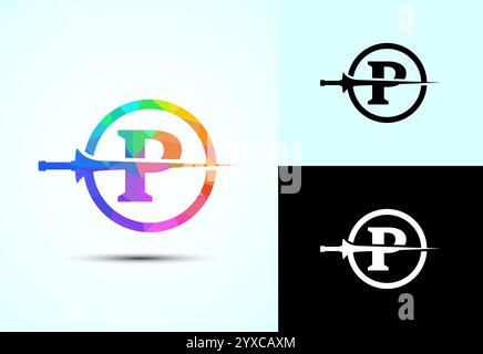 English alphabet with spear lance. Creative spear logo design template Stock Vector