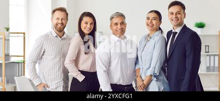 Group Portrait Of Happy Diverse Business Team Working Together In Office Stock Photo
