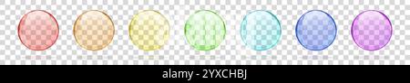 Collection of rainbow colored transparent round bubbles Stock Vector