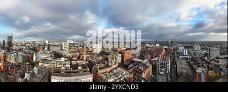 Panoramic aerial image of Manchester downtown city skyline. Stock Photo