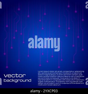 Abstract technological blue and pink background with elements of the microchip. Circuit board background texture. Vector illustration. Stock Vector