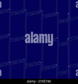 Smartphone or mobile phone. Seamless pattern. Icons on blue background Stock Vector