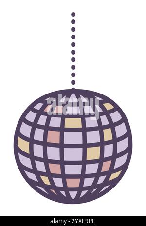 Disco ball, vector color illustration, discotheque, night club shiny sphere Stock Vector