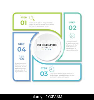 Business infographics. Timeline with 4 steps, options, squares. Vector template. Stock Vector