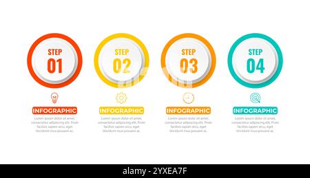 Modern infographic template. Creative circle element design with marketing icons. Business concept with 4 options, steps, sections. Stock Vector