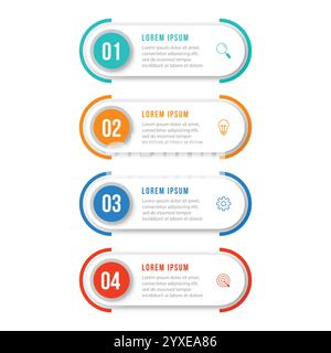 Modern infographic template. Creative circle element design with marketing icons. Business concept with 4 options, steps, sections. Stock Vector