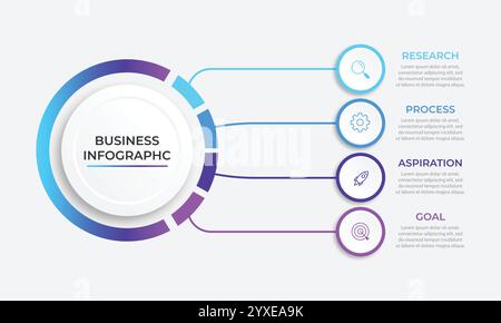 Modern infographic template. Creative circle element design with marketing icons. Business concept with 4 options, steps, sections. Stock Vector