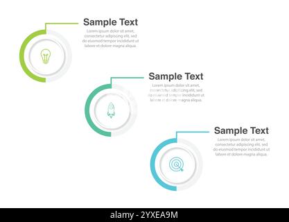 Vector template circle infographics. Business concept with 3 options and parts. Three steps for content, flowchart, timeline, levels Stock Vector