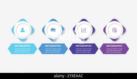 Modern infographic template. Creative circle element design with marketing icons. Business concept with 4 options, steps, sections. Stock Vector
