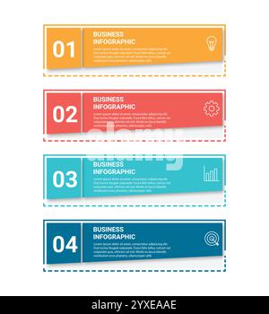 Modern infographic template. Creative circle element design with marketing icons. Business concept with 4 options, steps, sections. Stock Vector