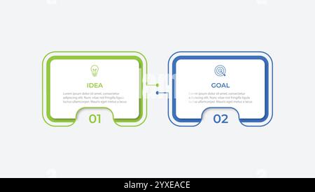Infographic design template. Timeline concept with 2 steps. Can be used for workflow layout, diagram, banner, webdesign. Vector illustration Stock Vector