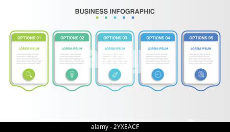 Presentation business infographic template with 5 options. Vector illustration. Stock Vector