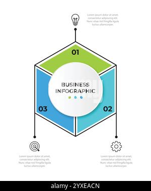 Vector template circle infographics. Business concept with 3 options and parts. Three steps for content, flowchart, timeline, levels Stock Vector