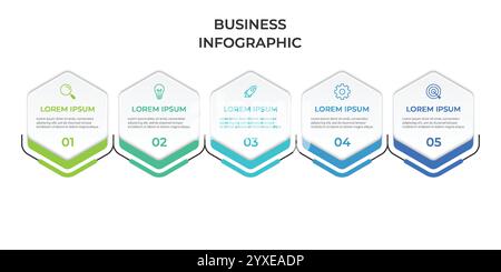 Presentation business infographic template with 5 options. Vector illustration. Stock Vector
