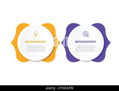 Infographic design template. Timeline concept with 2 steps. Can be used for workflow layout, diagram, banner, webdesign. Vector illustration Stock Vector
