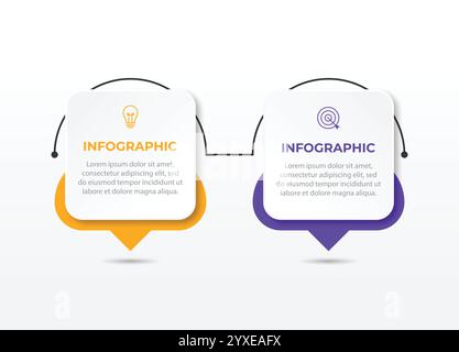 Infographic design template. Timeline concept with 2 steps. Can be used for workflow layout, diagram, banner, webdesign. Vector illustration Stock Vector