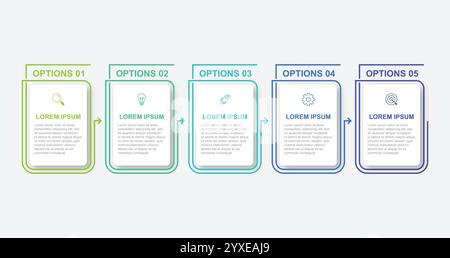 Presentation business infographic template with 5 options. Vector illustration. Stock Vector