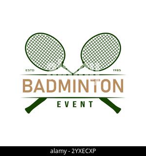 Badminton Logo Design,Sport Tournament,Racket Vector Simple Illustration Stock Vector