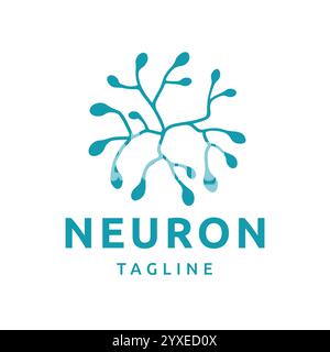 Neuron Nerve Cell Logo Design Inspiration in Coral Seaweed or Illustration Design Stock Vector