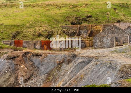 The remains of the derelict Great Snaefell Mine near Agneash, Garff, Isle of Man Stock Photo
